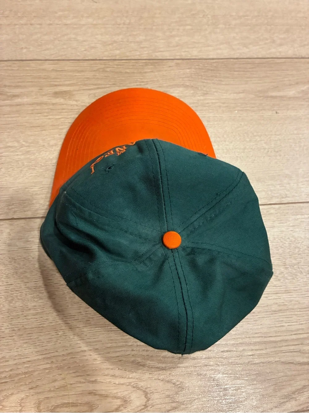 Vintage Mascot Miami Hurricanes Green Orange Baseball Cap Youth